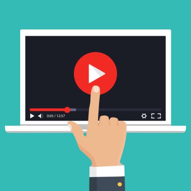 Akarsu video. Vektör. Online video kavramı. Internet video