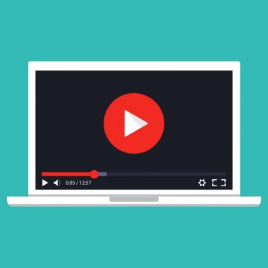 Akarsu video. Vektör. Online video kavramı. Internet video