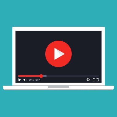 Akarsu video. Vektör. Online video kavramı. Internet video