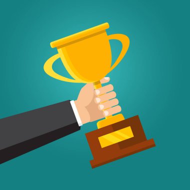 Şampiyon kupa düz simgesi. Altın kazanan Kupası. Şampiyonluk ve l