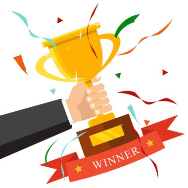 Şampiyon kupa düz simgesi. Altın kazanan Kupası. Şampiyonası