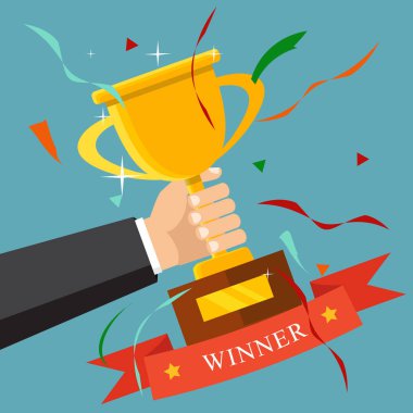 Şampiyon kupa düz simgesi. Altın kazanan Kupası. Şampiyonası