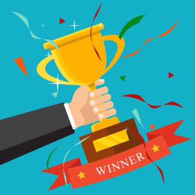 Şampiyon kupa düz simgesi. Altın kazanan Kupası. Şampiyonası