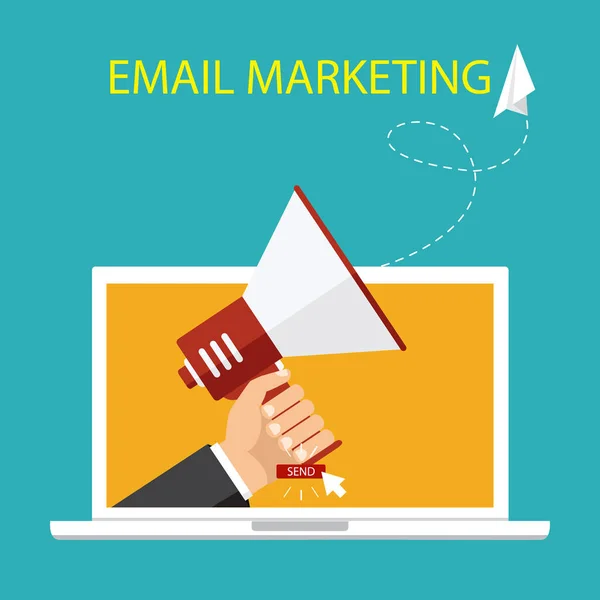 Diseño de concepto de email marketing, ilustración vectorial, estilo plano — Vector de stock