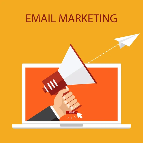 Design de conceito de e-mail marketing, ilustração vetorial, estilo plano — Vetor de Stock