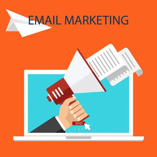 Diseño de concepto de email marketing, ilustración vectorial, estilo plano — Vector de stock