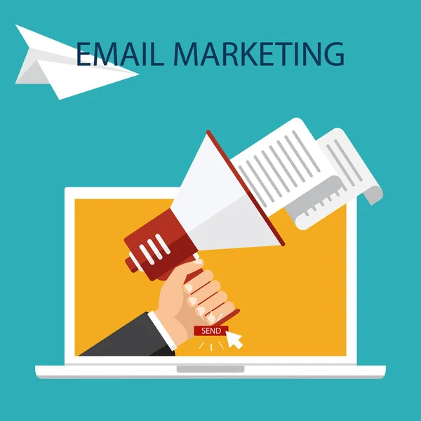 Diseño de concepto de email marketing, ilustración vectorial, estilo plano — Vector de stock