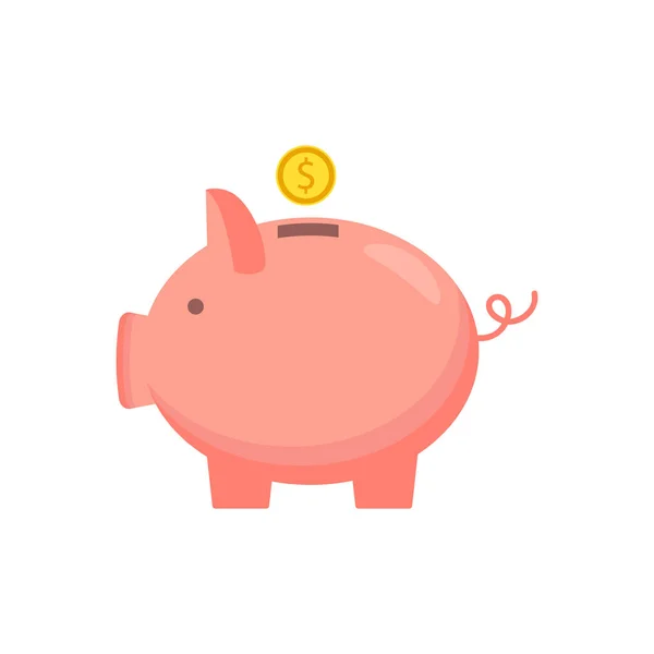 Sikke simge, yalıtılmış düz stil ile Piggy banka. Para kavramı
