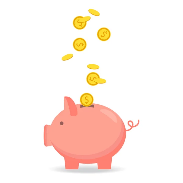 Piggy bank, a coin ikon, elszigetelt lapos stílusú. Fogalma a pénz — Stock Vector