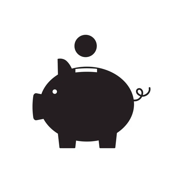 Sikke simge, yalıtılmış düz stil ile Piggy banka. Para kavramı — Stok Vektör