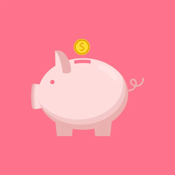 Piggy bank, a coin ikon, elszigetelt lapos stílusú. Fogalma a pénz — Stock Vector