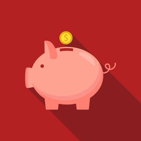 Piggy bank, a coin ikon, elszigetelt lapos stílusú. Fogalma a pénz — Stock Vector