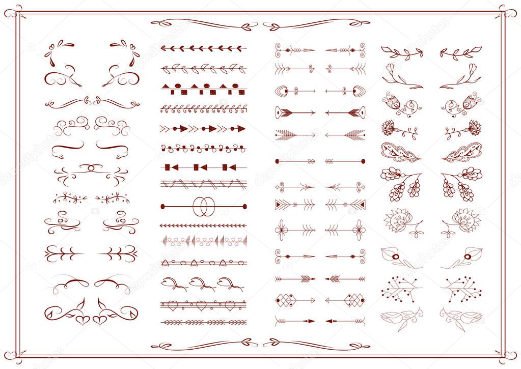 Vector set of ornate frames and scroll elements