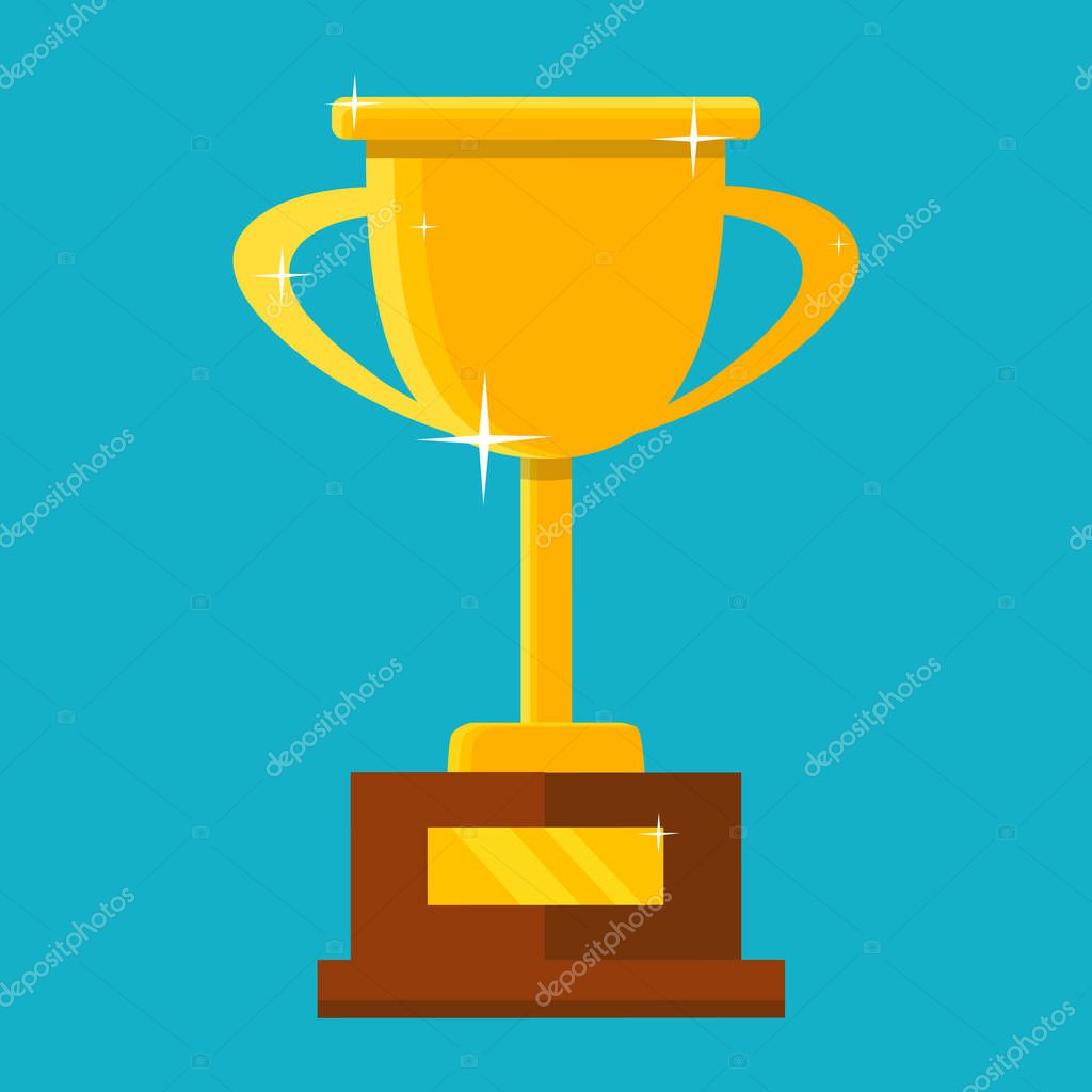 coppa trofeo d'oro, primo posto, icona vettoriale piatta Immagine