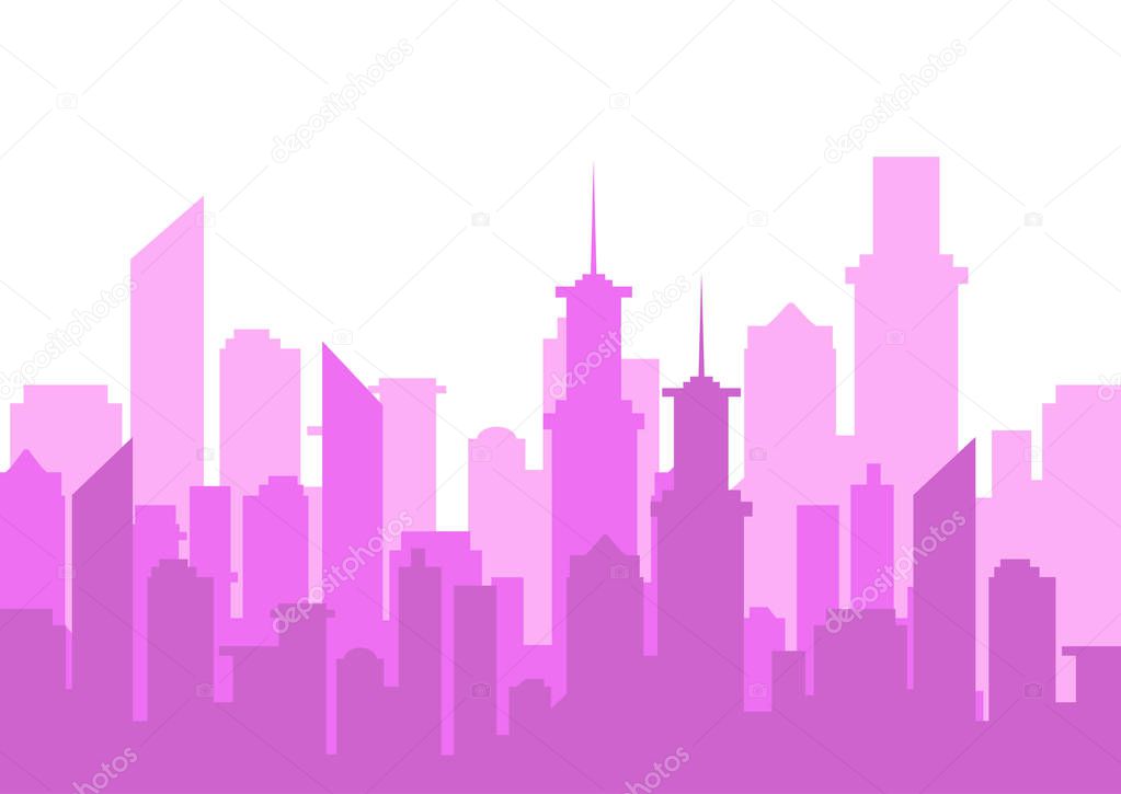 Vector illustration. City skyline silhouette. Urban landscape. 