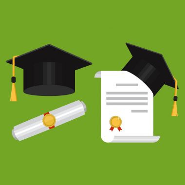 Akademik mezuniyet kep üzerinde arka izole. Vektör