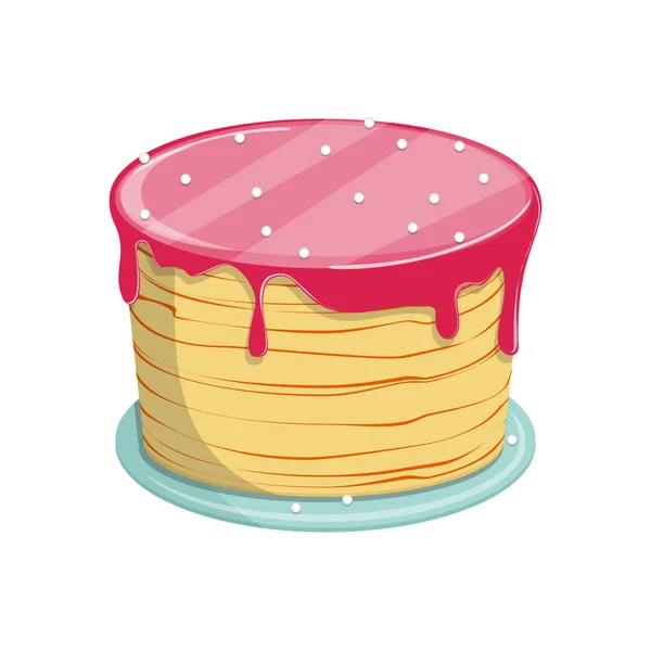 Gâteau biscuit sucré avec glaçure pour anniversaire ou vacances de mariage — Image vectorielle