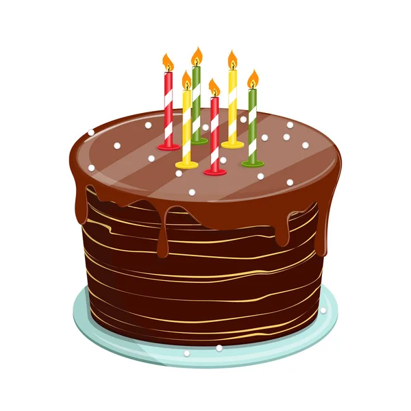 Słodkie ciasto biszkoptowe z glazury na urodziny lub wakacje wesele — Wektor stockowy