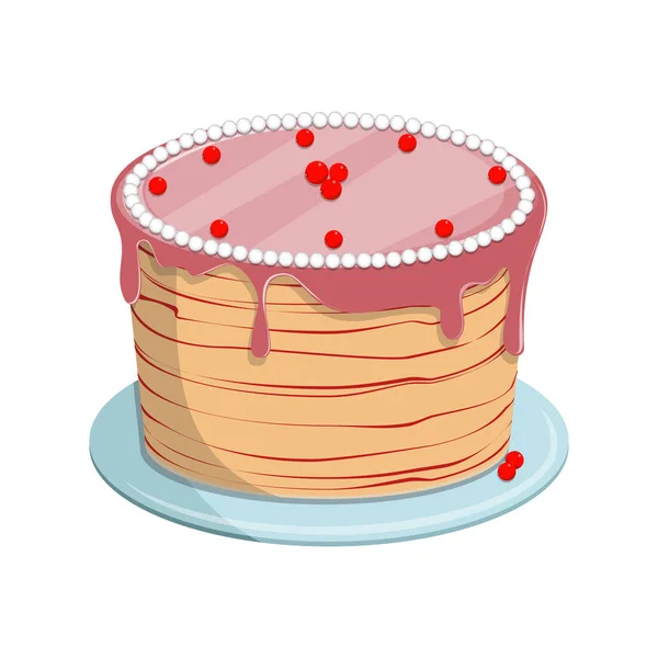 Pastel de galletas dulce con esmalte para cumpleaños o vacaciones de boda — Vector de stock