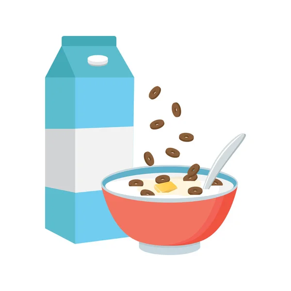 Cuenco de cereales con leche, batido aislado sobre fondo blanco . — Vector de stock