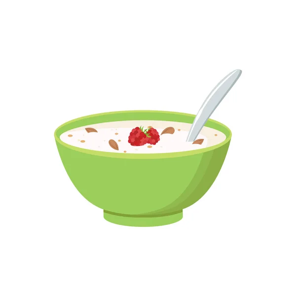 Cuenco de cereales con leche, batido aislado sobre fondo blanco — Vector de stock