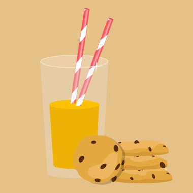 Portakal suyu cam ve çerezleri. İzole kahvaltı simgesi