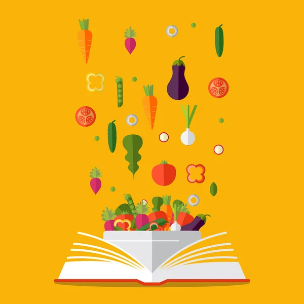 Libro di ricette, ricettario, migliori ricette. Vegetariano, mangiare sano — Vettoriale Stock