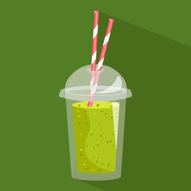 Çizgi film yüzlü şeffaf plastik bardakta. Vektör