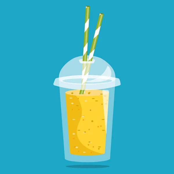 Batido con diferentes sabores, para llevar. Jugo fresco saludable — Vector de stock