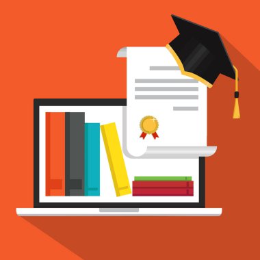 Uzaktan eğitim, mezuniyet ve çevrimiçi öğrenme kavramı. 