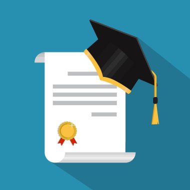 Akademik mezuniyet kep üzerinde arka izole. Vektör