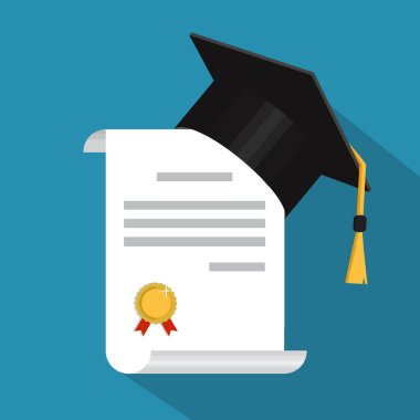 Akademik mezuniyet kep üzerinde arka izole. Vektör