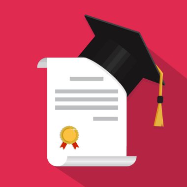 Akademik mezuniyet kep üzerinde arka izole. Vektör