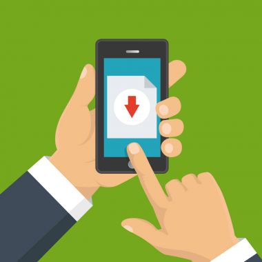 Belge, infographics indiriyor. Düz tasarım. Dosya indir c