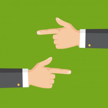 El parmak sol ve sağ tarafı işaret ile. Düz stil. Vektör