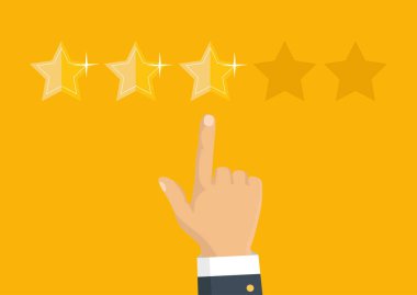 Altın yıldız rating. Geri bildirim, itibar ve kalite kavramı.