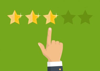 Altın yıldız rating. Geri bildirim, itibar ve kalite kavramı.
