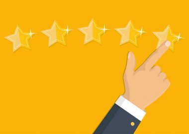 Altın yıldız rating. Geri bildirim, itibar ve kalite kavramı.