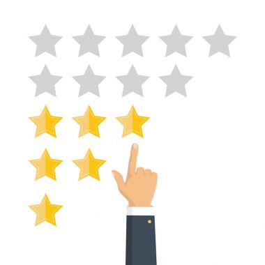 Altın yıldız rating. Geri bildirim, itibar ve kalite kavramı.