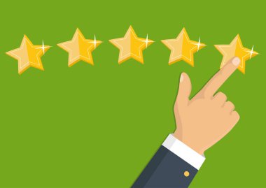 Altın yıldız rating. Geri bildirim, itibar ve kalite kavramı.