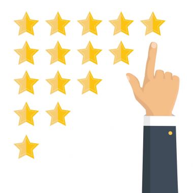 Altın yıldız rating. Geri bildirim, itibar ve kalite kavramı.