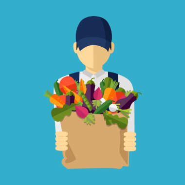 Gıda teslim tasarım, vektör çizim. Düz tasarım stili.