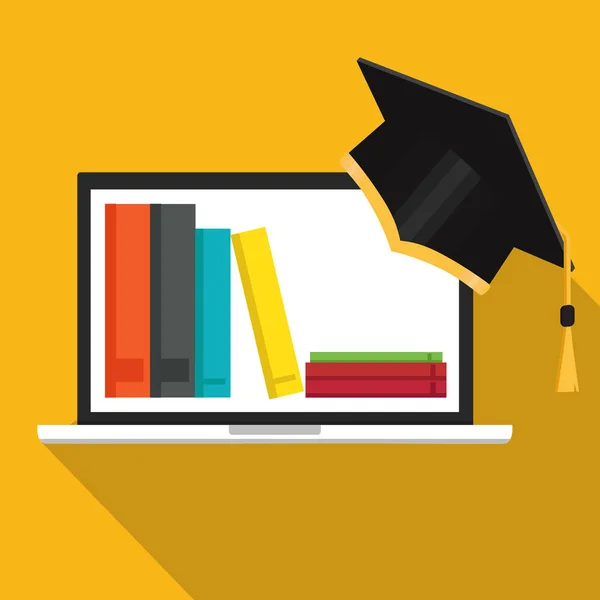 Fernausbildung, Graduierung und Online-Lernkonzept. — Stockvektor