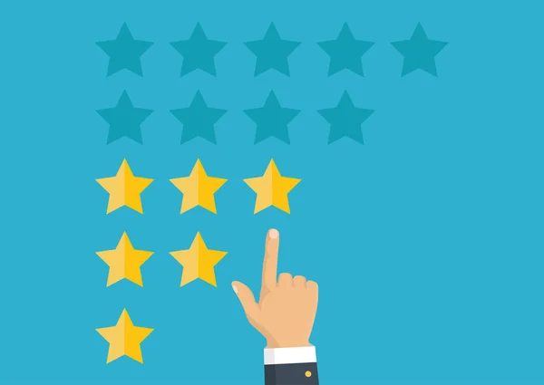 Gouden sterren rating. Feedback, reputatie en kwaliteit concept. — Stockvector