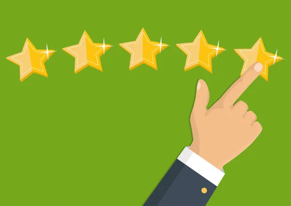 Gouden sterren rating. Feedback, reputatie en kwaliteit concept. — Stockvector