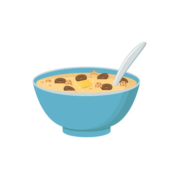 Cuenco de cereales con leche, batido aislado sobre fondo blanco . — Vector de stock