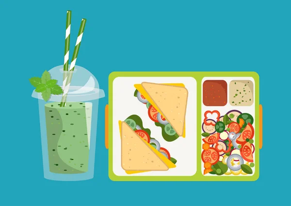 Almuerzo con comida saludable. El concepto de un estilo de vida saludable — Archivo Imágenes Vectoriales