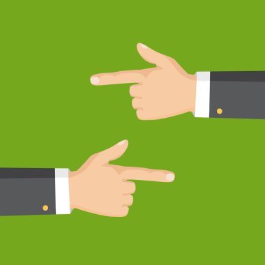 El parmak sol ve sağ tarafı işaret ile. Düz stil. Vektör