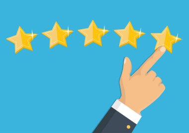 Altın yıldız rating. Geri bildirim, itibar ve kalite kavramı. 