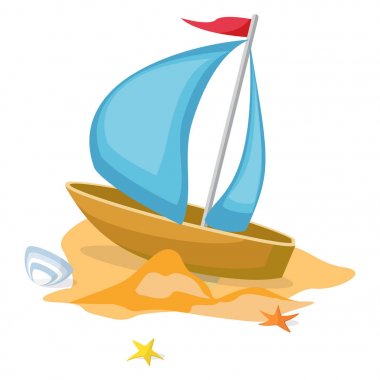 3B gölgelendirme stil ikonu çocuk balıkçı teknesi. Vektör çizim